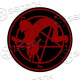 Bloody Baphomet Pentagram Goat Skull SED-1007 Round Carpet