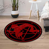 Bloody Baphomet Pentagram Goat Skull SED-1007 Round Carpet