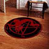 Bloody Baphomet Pentagram Goat Skull SED-1007 Round Carpet