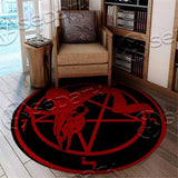 Bloody Baphomet Pentagram Goat Skull SED-1007 Round Carpet