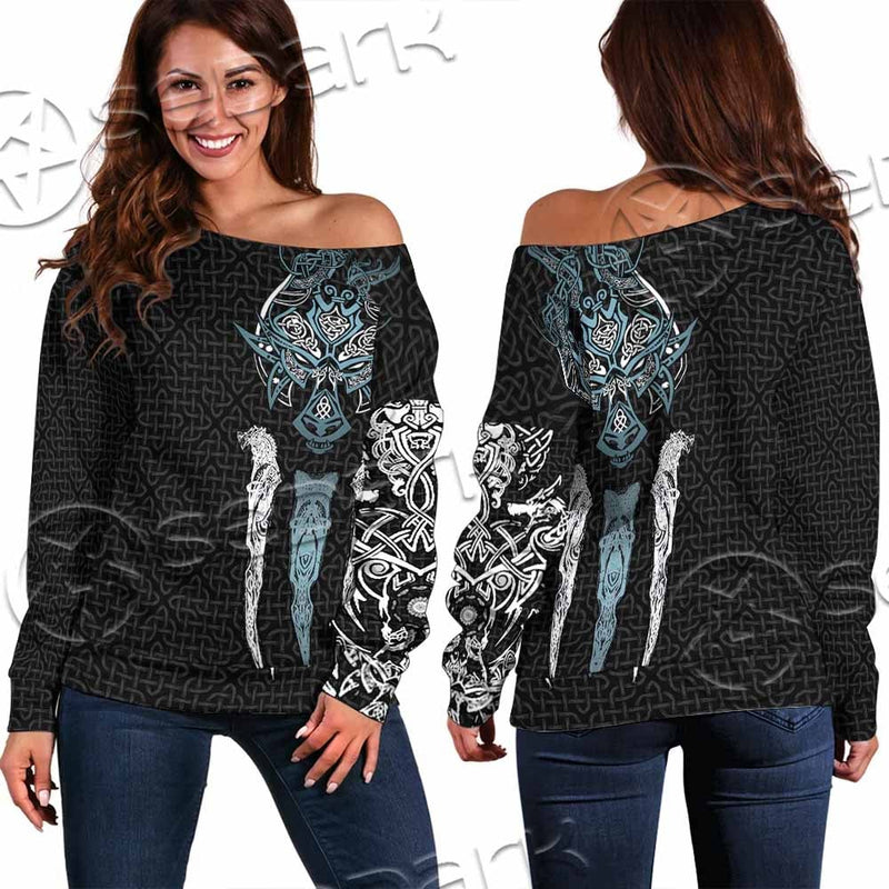 Viking Fenrir Wolf SED-1009 Off Shoulder Sweaters