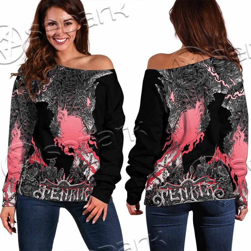 Fenrir Norse Wolf In Nordic Mythology SED-1010 Off Shoulder Sweaters