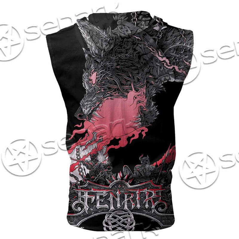 Fenrir Norse Wolf In Nordic Mythology SED-1010 Zip Sleeveless Hoodie