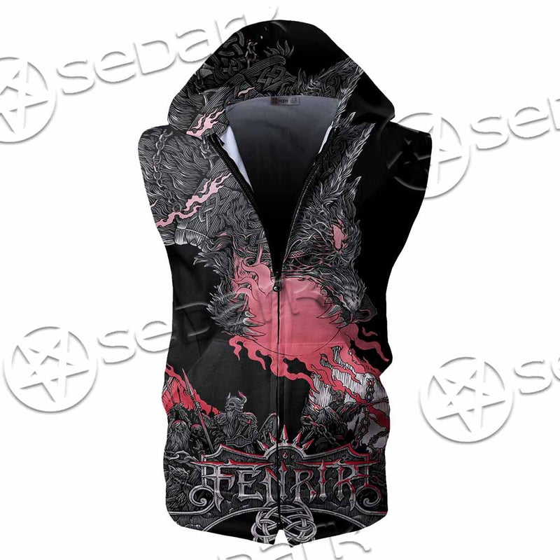 Fenrir Norse Wolf In Nordic Mythology SED-1010 Zip Sleeveless Hoodie