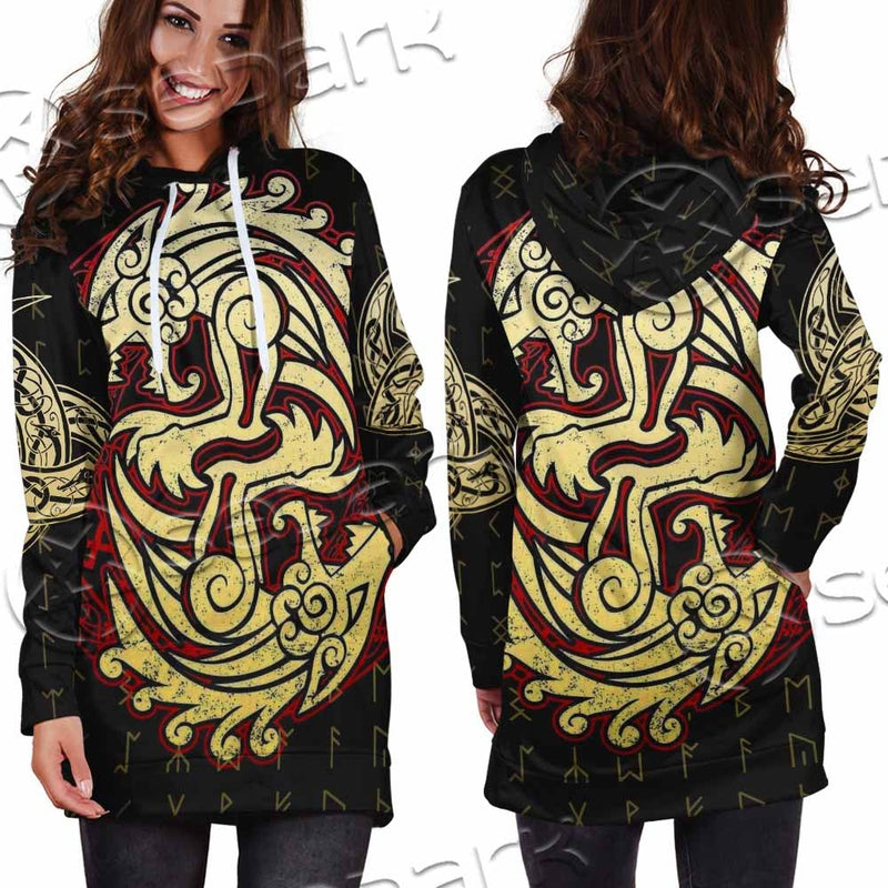 Viking Dragon Norse Mythology Valknut Nordic SED-1011 Hoodie Dress