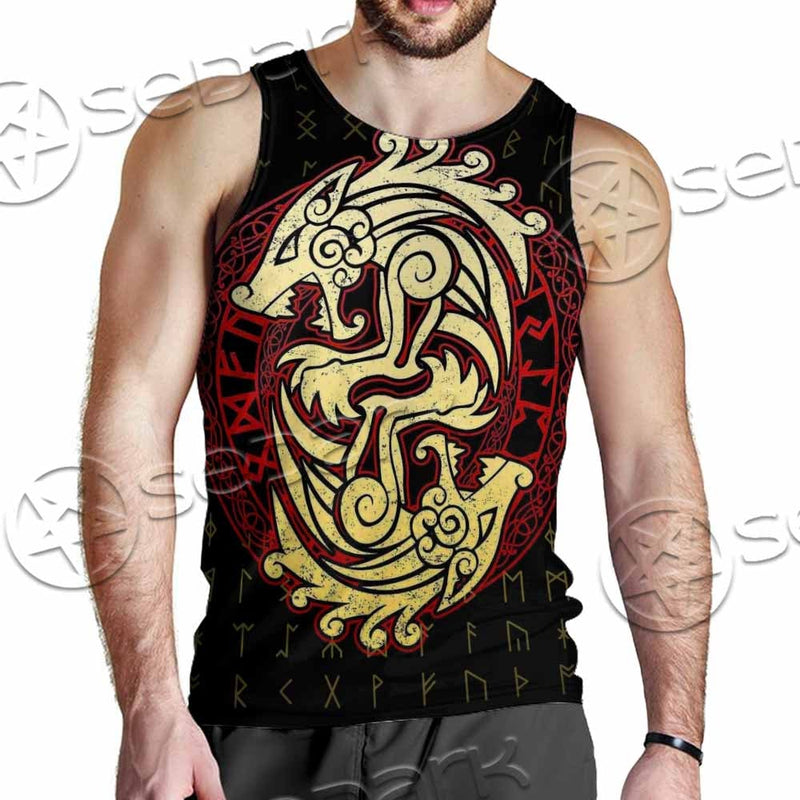 Viking Dragon Norse Mythology Valknut Nordic SED-1011 Men Tank-tops