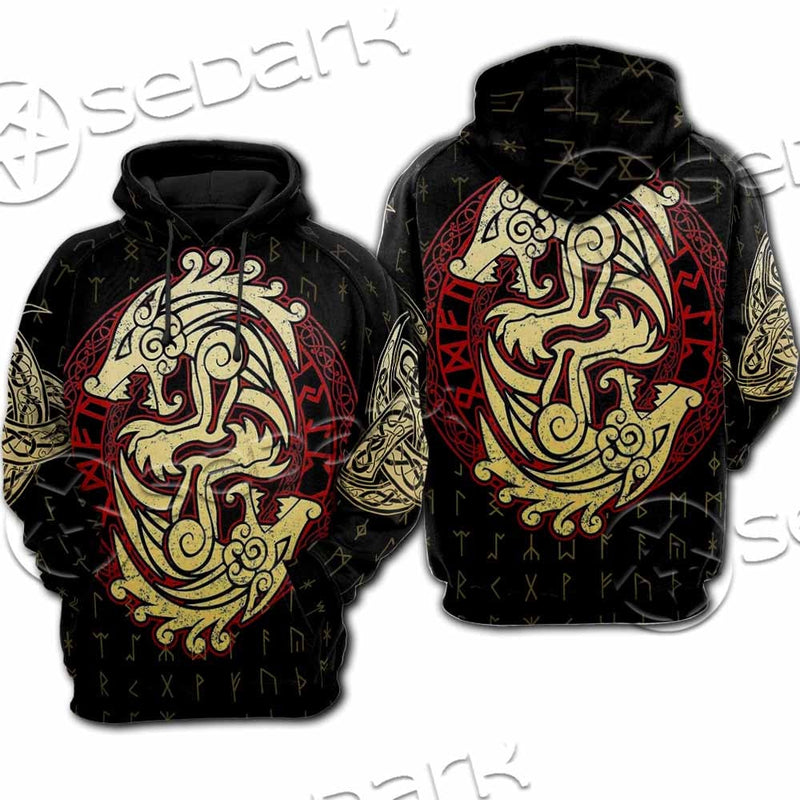 Viking Dragon Norse Mythology Valknut Nordic SED-1011 Hoodie & Zip Hoodie Raglan
