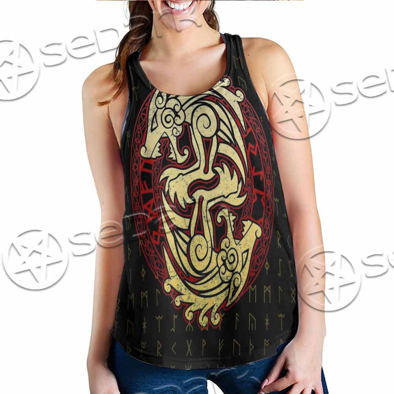 Viking Dragon Norse Mythology Valknut Nordic SED-1011 Women Tank Top