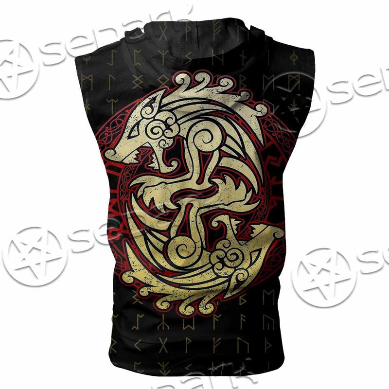 Viking Dragon Norse Mythology Valknut Nordic SED-1011 Zip Sleeveless Hoodie