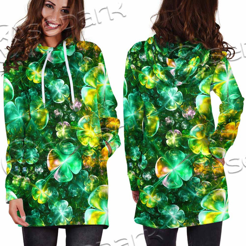 Psychedelic St.Patrick'S Day Clover Green SED-1013 Hoodie Dress