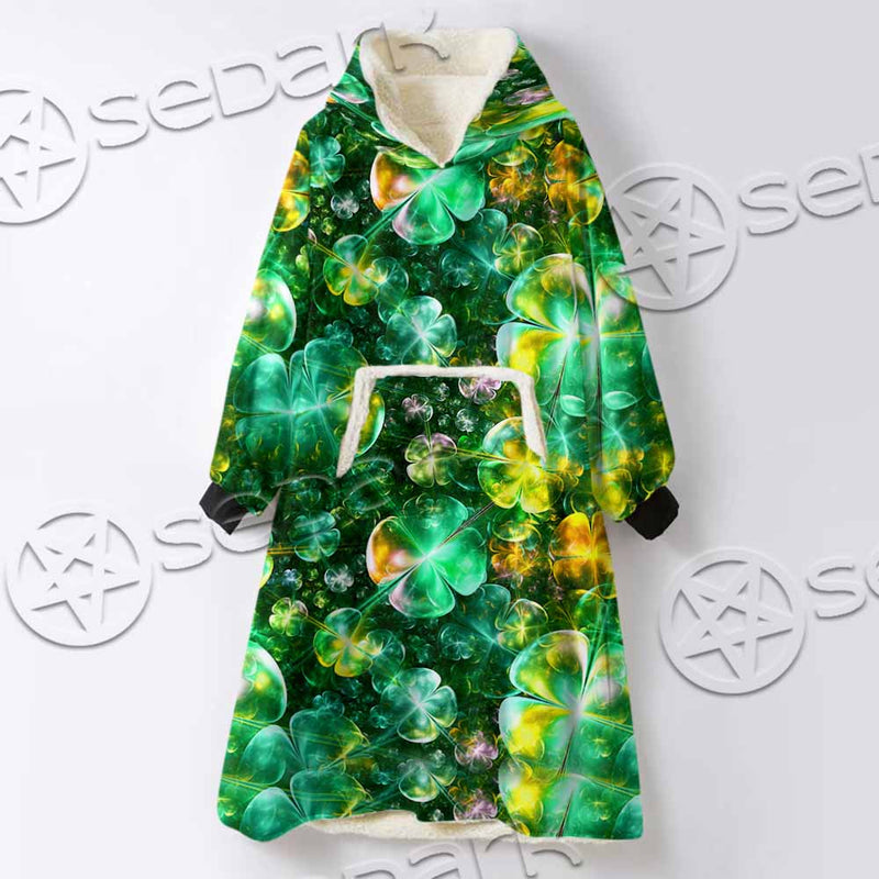 Psychedelic St.Patrick'S Day Clover Green SED-1013 Oversized Sherpa Blanket Hoodie