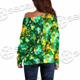 Psychedelic St.Patrick'S Day Clover Green SED-1013 Off Shoulder Sweaters