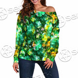 Psychedelic St.Patrick'S Day Clover Green SED-1013 Off Shoulder Sweaters