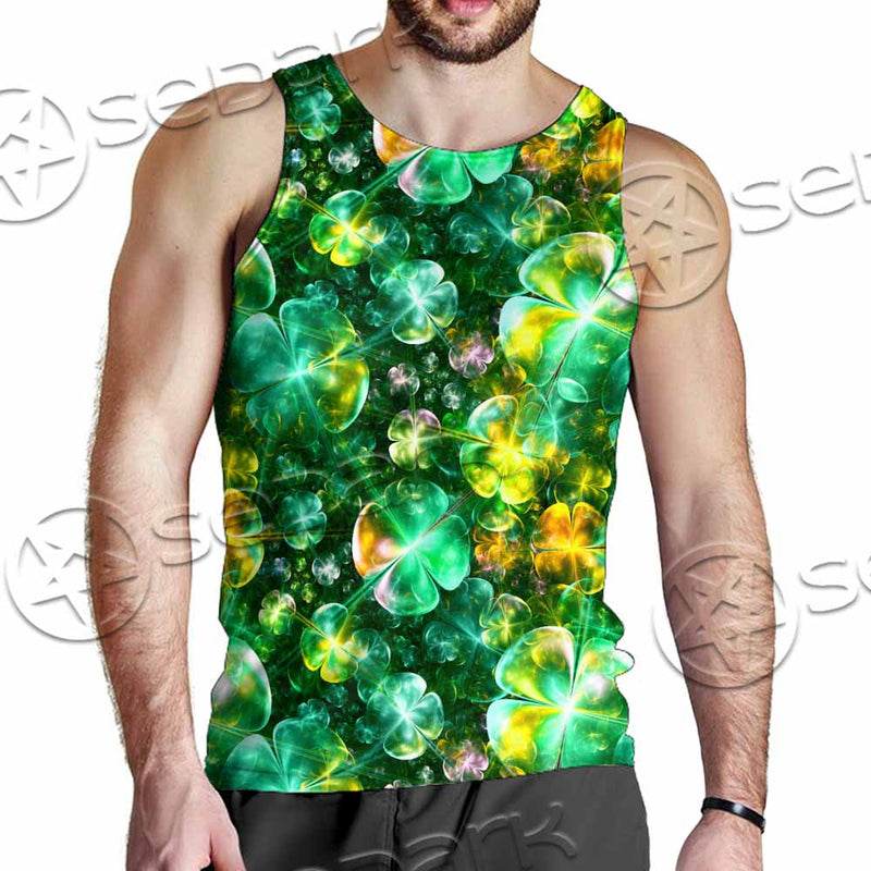 Psychedelic St.Patrick'S Day Clover Green SED-1013 Men Tank-tops