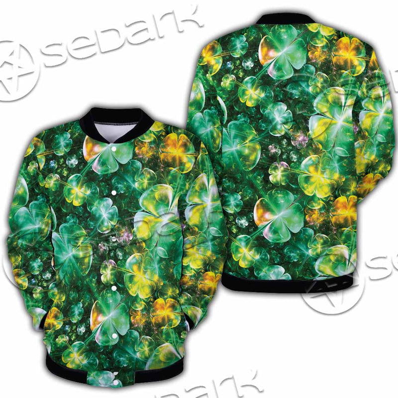 Psychedelic St.Patrick'S Day Clover Green SED-1013 Button Jacket