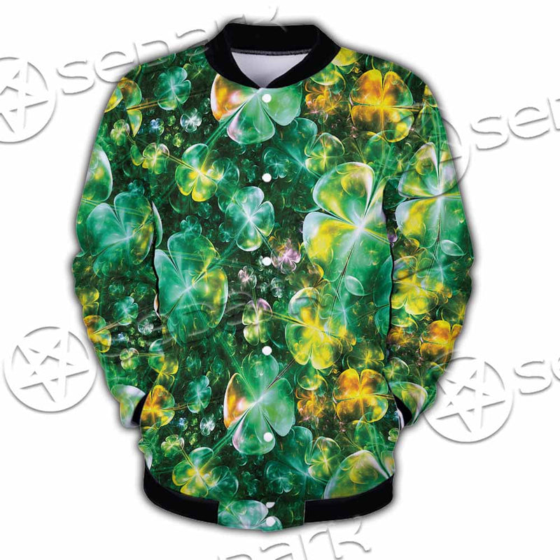 Psychedelic St.Patrick'S Day Clover Green SED-1013 Button Jacket