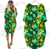 Psychedelic St.Patrick'S Day Clover Green SED-1013 Batwing Pocket Dress