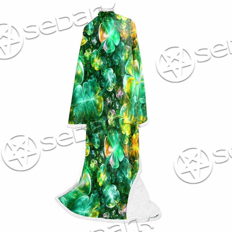 Psychedelic St.Patrick'S Day Clover Green SED-1013 Sleeved Blanket