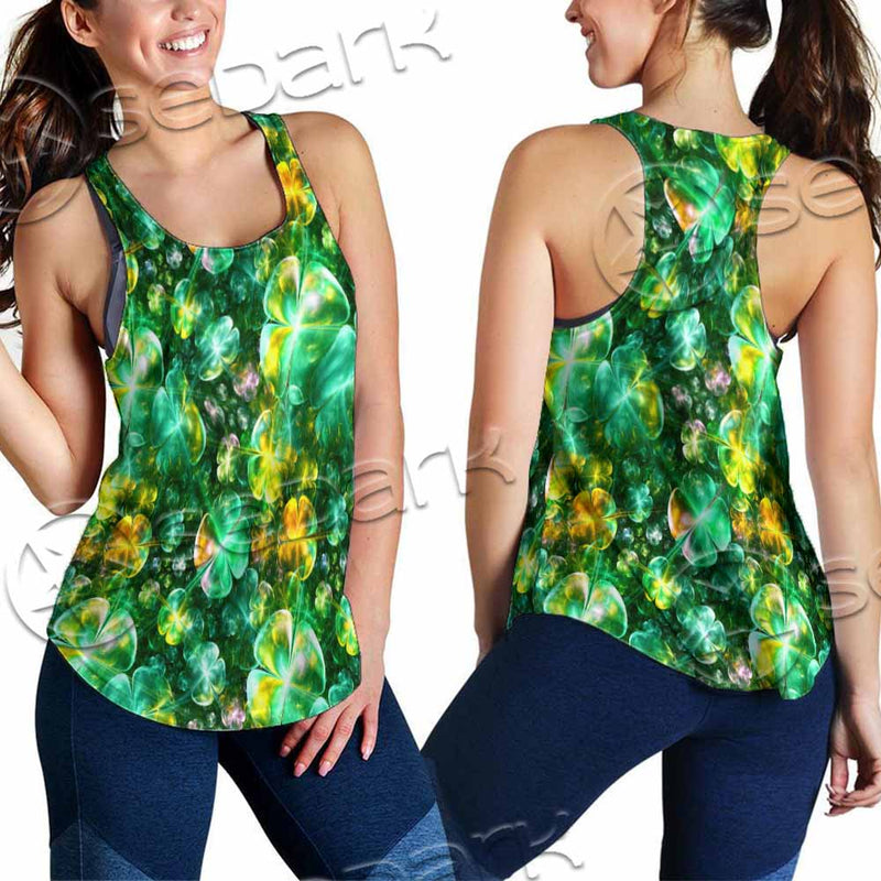 Psychedelic St.Patrick'S Day Clover Green SED-1013 Women Tank Top