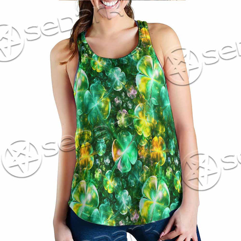 Psychedelic St.Patrick'S Day Clover Green SED-1013 Women Tank Top