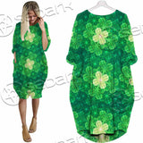 Psychedelic St.Patrick'S Day Clover Seamless SED-1014 Batwing Pocket Dress