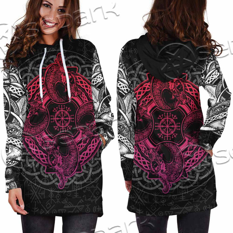 Dragons Nordic Celtic Cross Ethnic Style SED-1015 Hoodie Dress