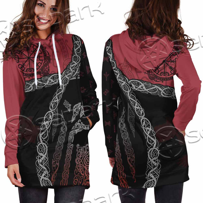 Viking Tribal Odin Head SED-1016 Hoodie Dress