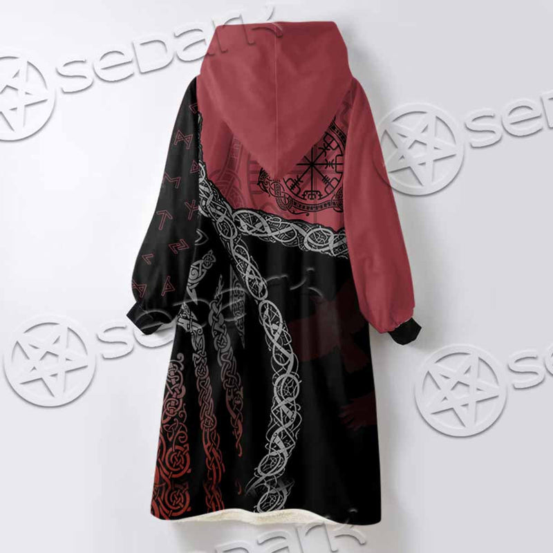 Viking Tribal Odin Head SED-1016 Oversized Sherpa Blanket Hoodie