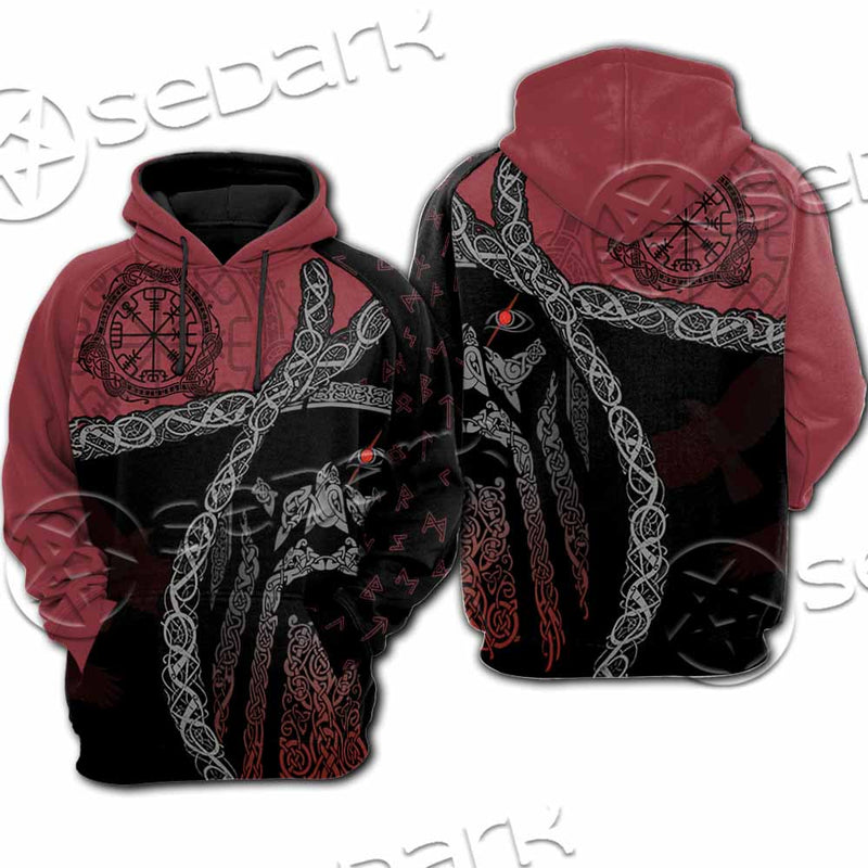 Viking Tribal Odin Head SED-1016 Hoodie & Zip Hoodie Raglan
