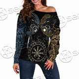 Sköll And Hati Norse Wolves SED-1017 Off Shoulder Sweaters