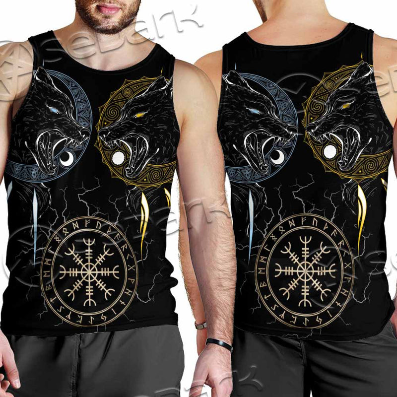 Sköll And Hati Norse Wolves SED-1017 Men Tank-tops