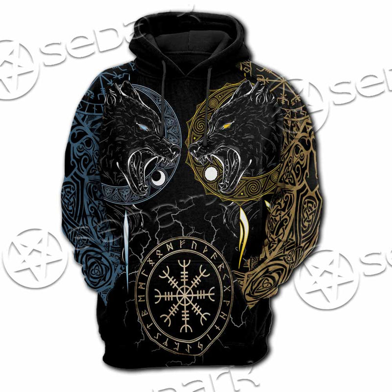 Sköll And Hati Norse Wolves SED-1017 Hoodie & Zip Hoodie Raglan