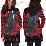 Viking Raven With Blood Moon SED-1019 Hoodie Dress