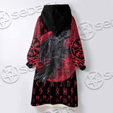 Viking Raven With Blood Moon SED-1019 Oversized Sherpa Blanket Hoodie