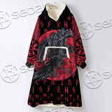 Viking Raven With Blood Moon SED-1019 Oversized Sherpa Blanket Hoodie