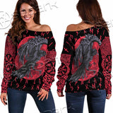 Viking Raven With Blood Moon SED-1019 Off Shoulder Sweaters