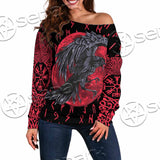 Viking Raven With Blood Moon SED-1019 Off Shoulder Sweaters