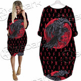 Viking Raven With Blood Moon SED-1019 Batwing Pocket Dress