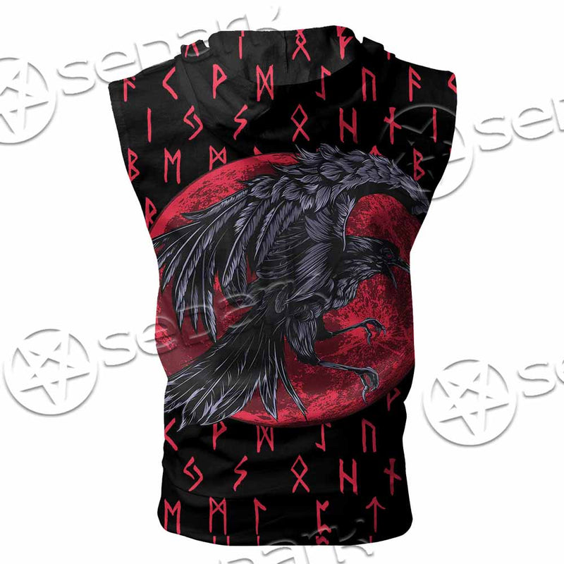 Viking Raven With Blood Moon SED-1019 Zip Sleeveless Hoodie