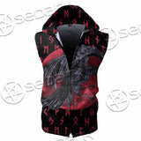 Viking Raven With Blood Moon SED-1019 Zip Sleeveless Hoodie