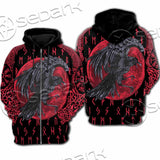 Viking Raven With Blood Moon SED-1019 Hoodie & Zip Hoodie Raglan