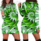 Clover Green Fractal St.Patrick'S Day SED-1022 Hoodie Dress