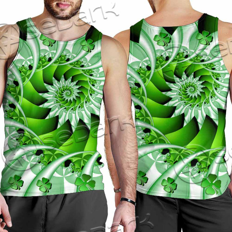 Clover Green Fractal St.Patrick'S Day SED-1022 Men Tank-tops