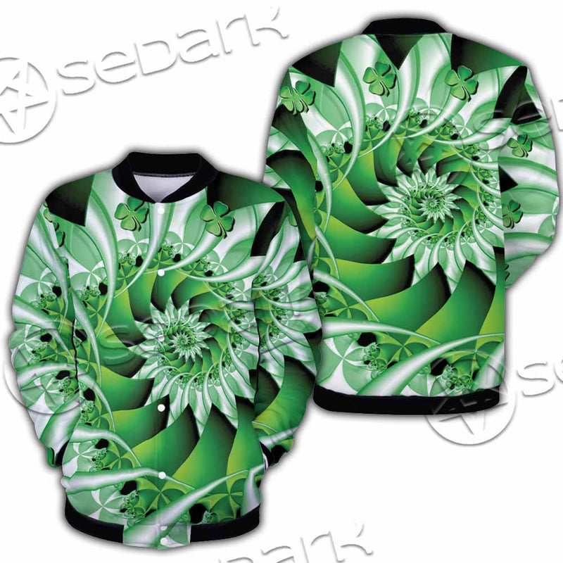 Clover Green Fractal St.Patrick'S Day SED-1022 Button Jacket
