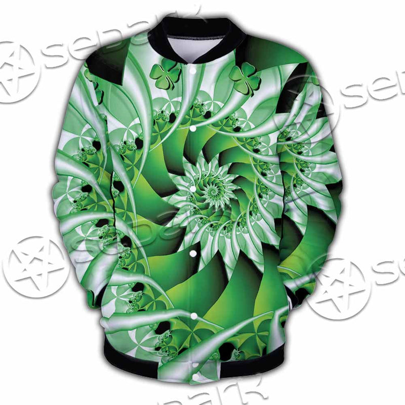 Clover Green Fractal St.Patrick'S Day SED-1022 Button Jacket