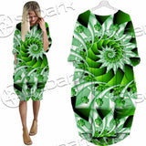 Clover Green Fractal St.Patrick'S Day SED-1022 Batwing Pocket Dress