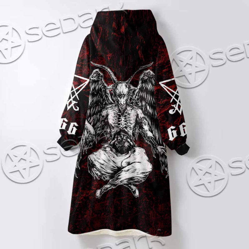 Satanic Symbols Oversized Sherpa Blanket Hoodie