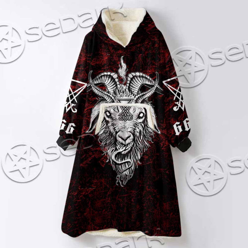 Satanic Symbols Oversized Sherpa Blanket Hoodie