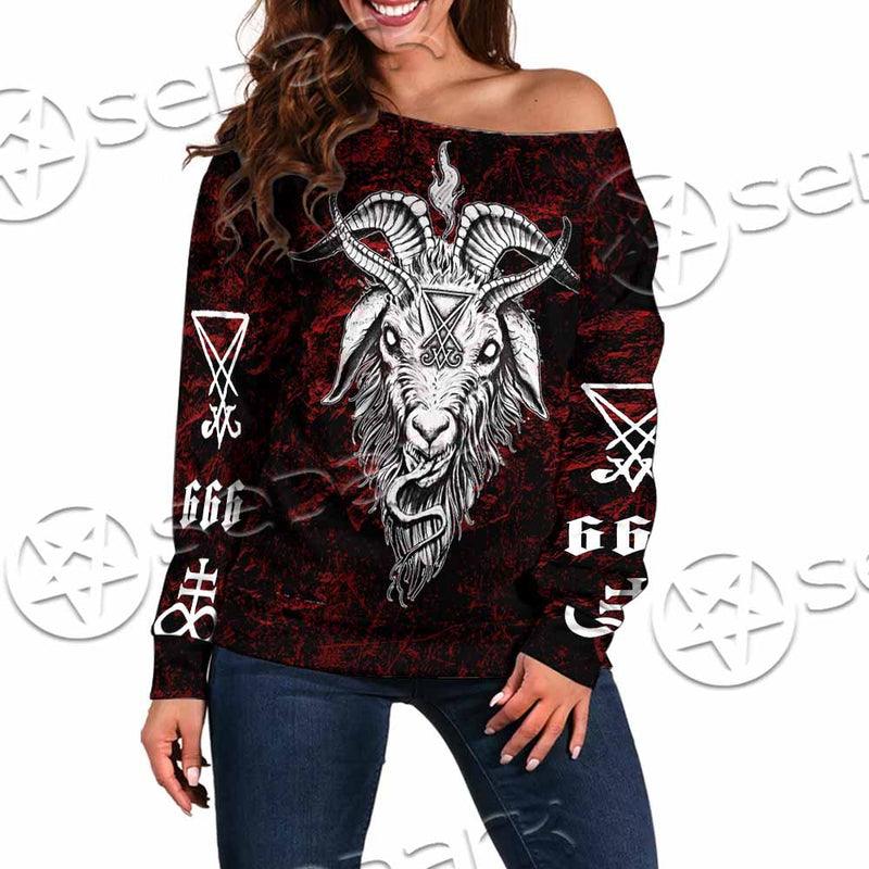 Satanic Symbols Off Shoulder Sweaters