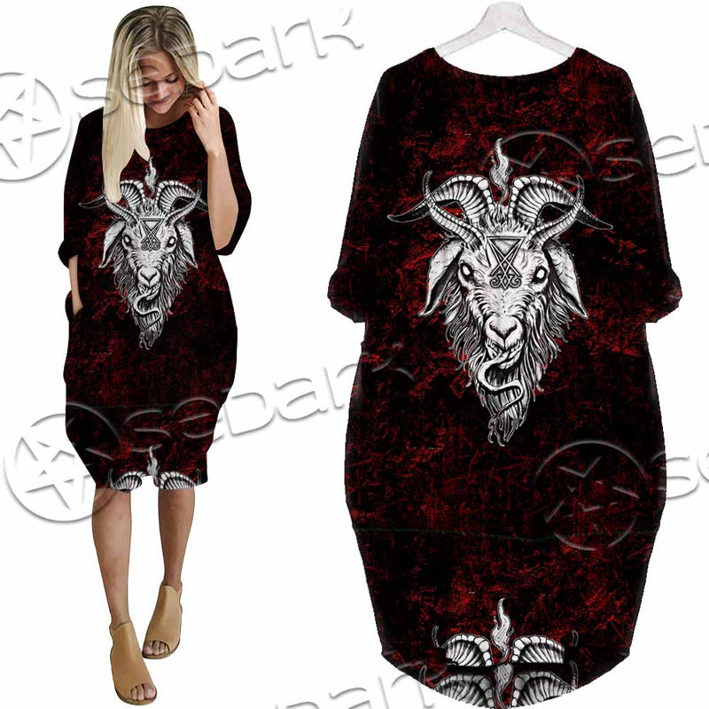 Satanic Symbols Batwing Pocket Dress